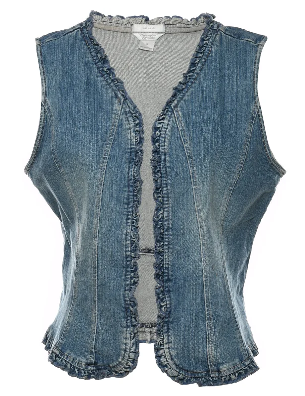 New Markdowns cozy winter coatFrilled Faded Wash Denim Waistcoat - S