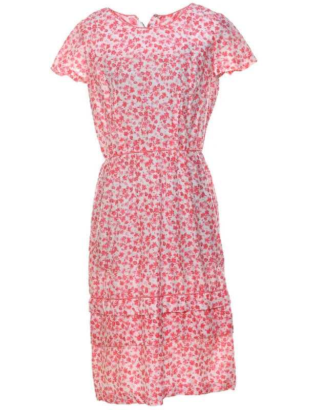 Deal Explosion minimalist jacketFloral Print Pink & White Vintage Dress - M