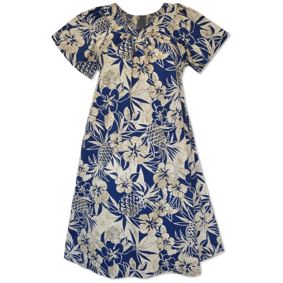 Today’s Deal Sweet Pineapple Blue Cotton Hawaiian Tea Muumuu Dress