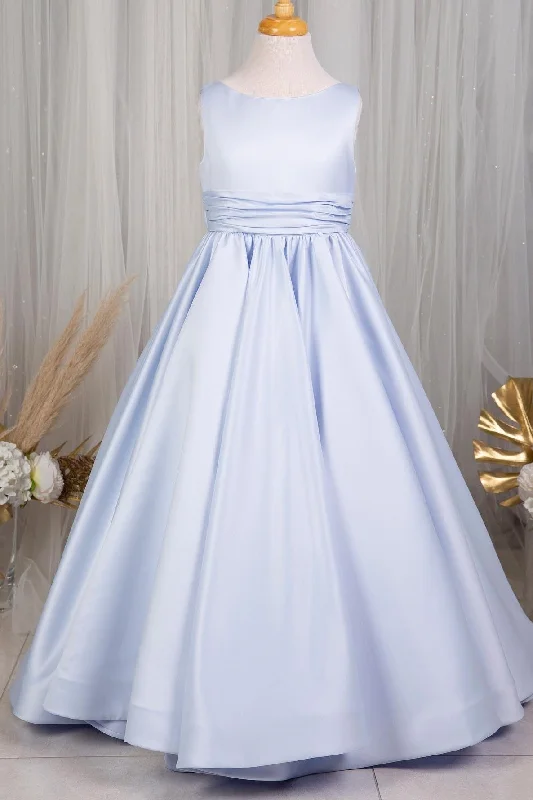 Special Promotion evening dressLight Lavender Jewel Sleeveless Long Flower Girl Dress with Bow