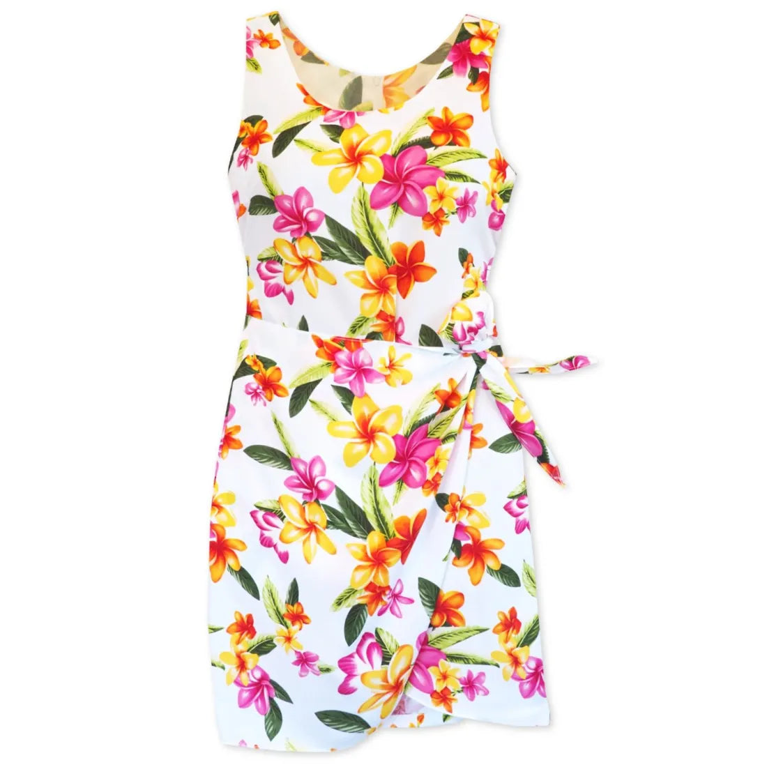 Act Now Rain White Honi Hawaiian Dress