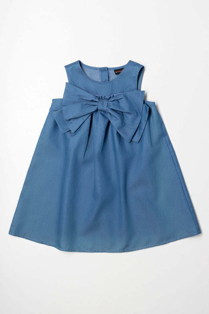 office dressA-Line Denim Bow Dress Blue