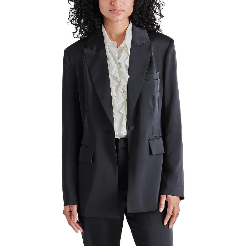 stylish blazer coatMisha Womens Satin Long Sleeves One-Button Blazer