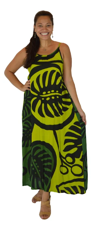 Don't Miss Holoholo - Bali Dress - Long - Monstera - Green