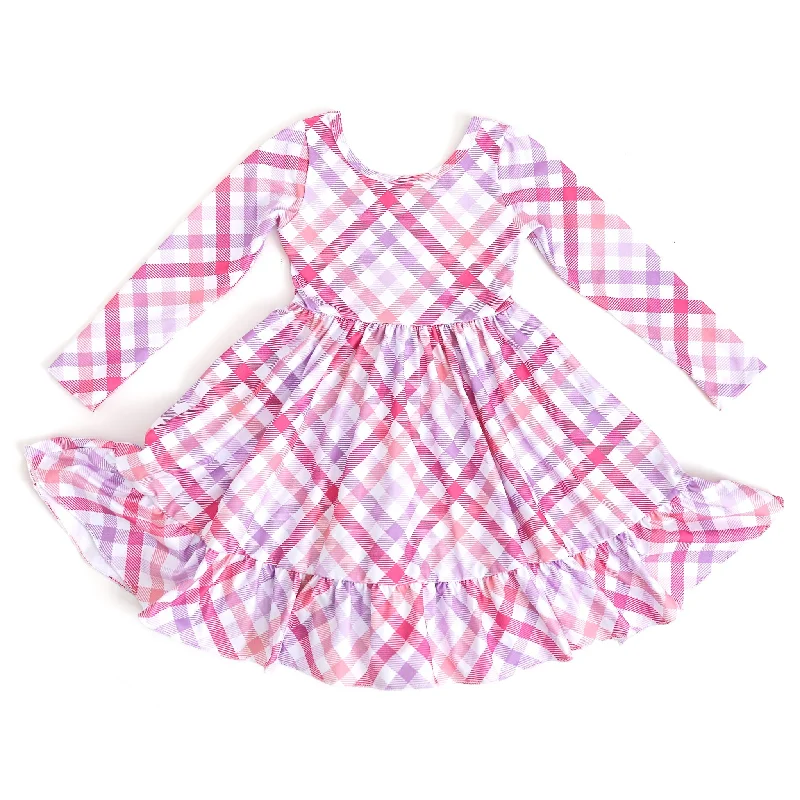 casual knit dressDarling Gingham Long Sleeve Charm Dress