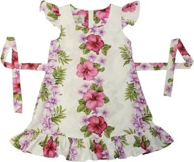 Shop and Save 105C - Girls Hawaii Dress Plumeria Panel