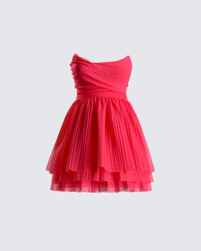 Year-End Sale casual slip dressNelly Hot Pink Tulle Mini Dress