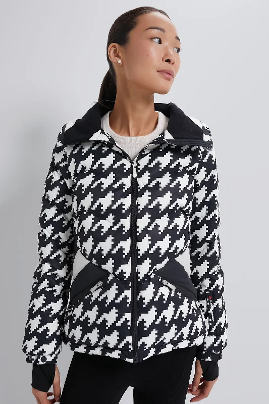 wool coatHoundstooth Black and Snow White Ski Duvet Jacket