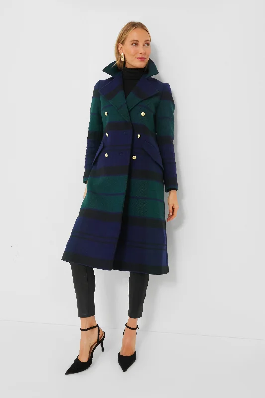 warm outerwearBlack and Sage Tartan Marlene Wool Jacket