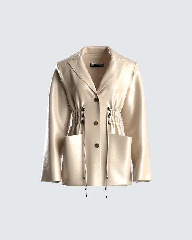 Limited Stock off-the-shoulder dressLillie Vegan Leather Blazer Dress
