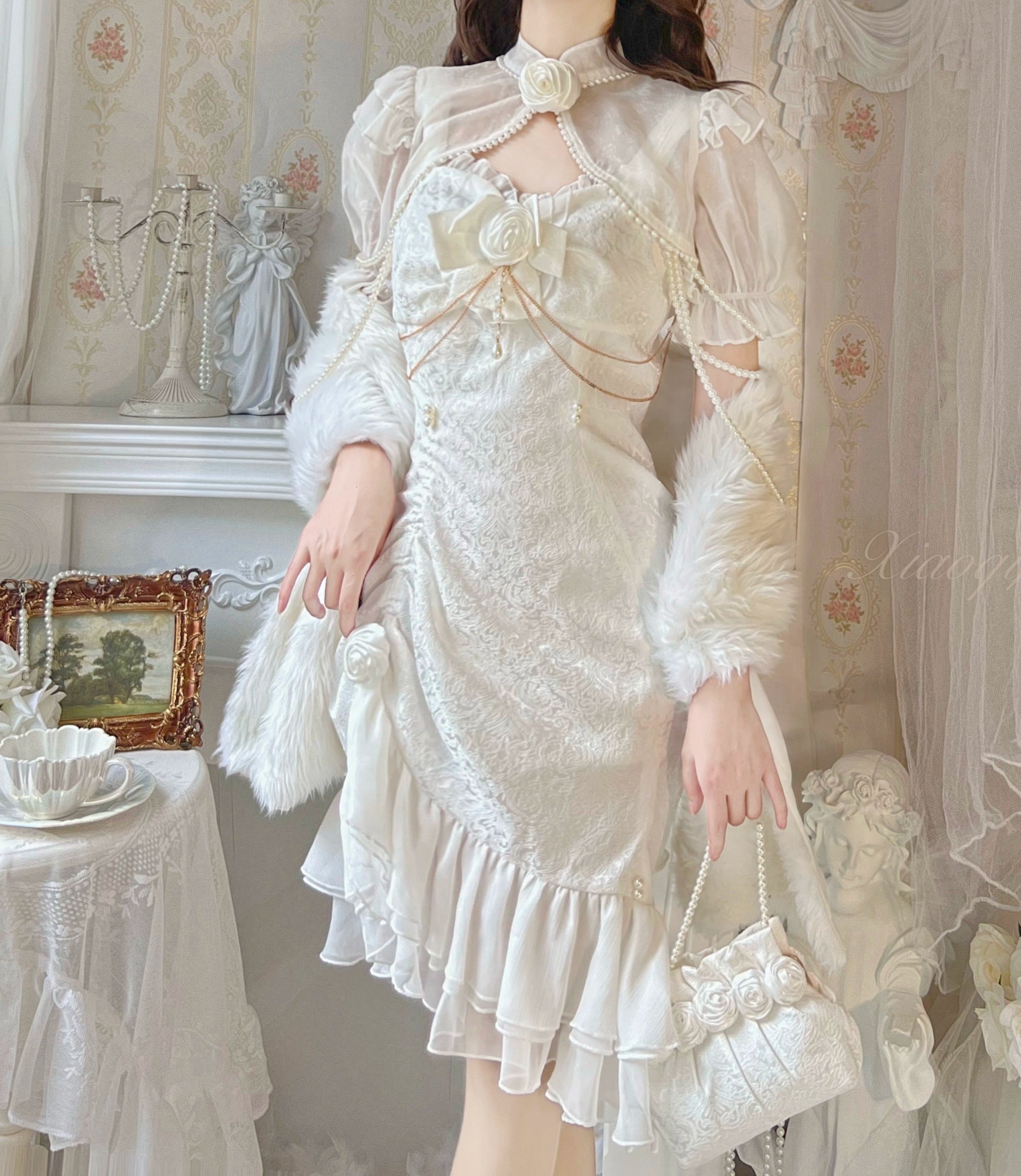 Huge Discounts elegant maxi dress(BFM)Melonshow~Chinese Style Lolita Dress~Camellia 2.0 Cheongsam Mermaid JSK