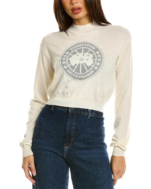 Overstock warm outerwearCanada Goose Logo Wool Cropped Sweater