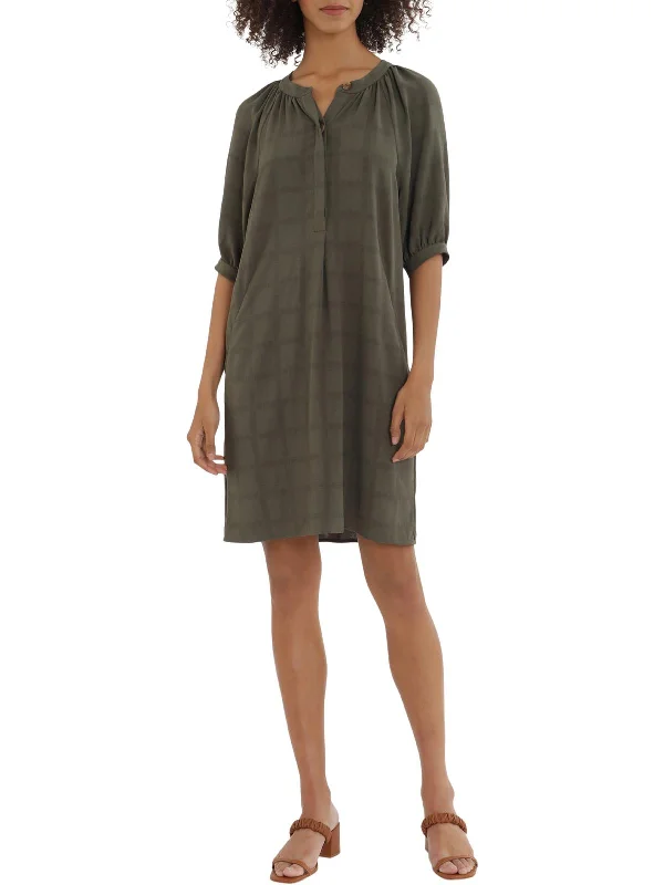 puff sleeve dressWomens Collared Knee Length Shirtdress