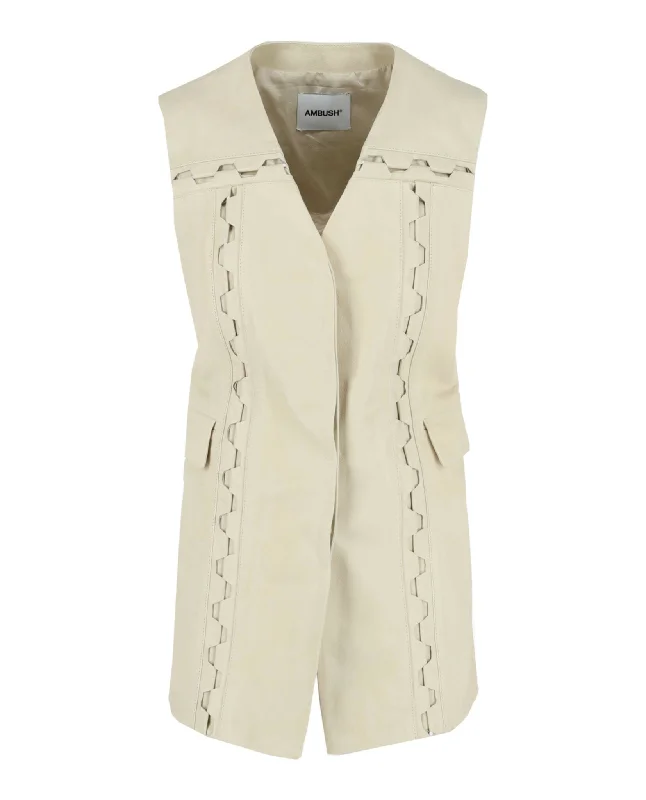 Super Savings padded puffer coatAMBUSH Womens Lace Up Leather Vest