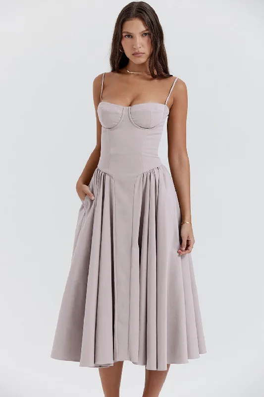 Deal Dash off-shoulder dressEdith Spaghetti Strap A-line Loose Midi Dress
