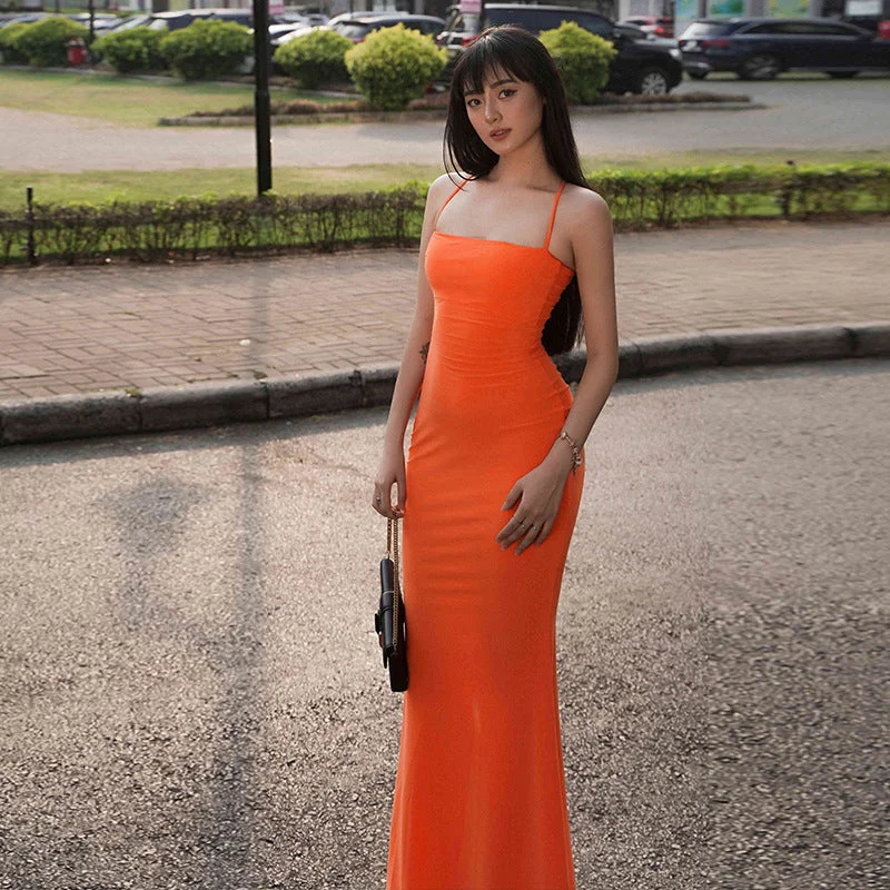 Bargain Prices vintage-inspired dressSexy Backless Lace Up Sling Slim Fit Dress
