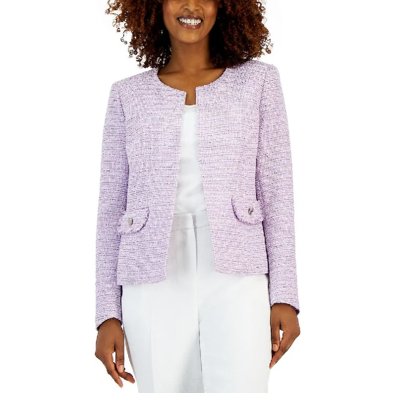 Quick Sale modern coatWomens Tweed Long Sleeves Collarless Blazer