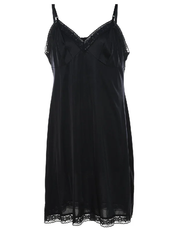 Today Only elegant coatBlack Lace Trim Slip Dress - M