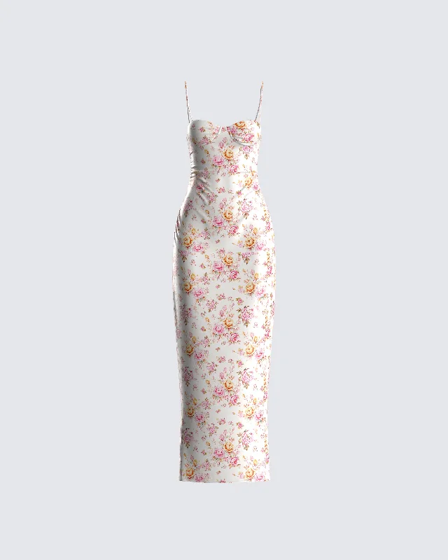 Early Bird Discount wrap dressMaelle Ivory Flower Print Dress