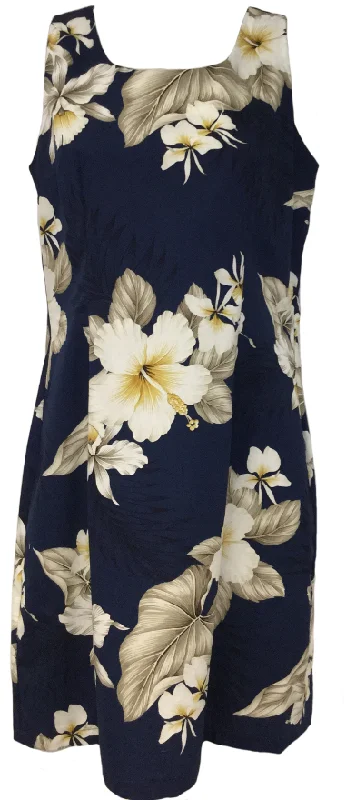 Bonus Savings Tank Dress Hibiscus Trends Navy