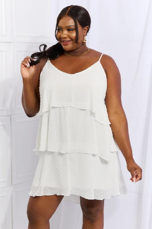 Limited Stock comfy maxi dressCulture Code By The River Full Size Cascade Ruffle Style Cami Dress in Soft White