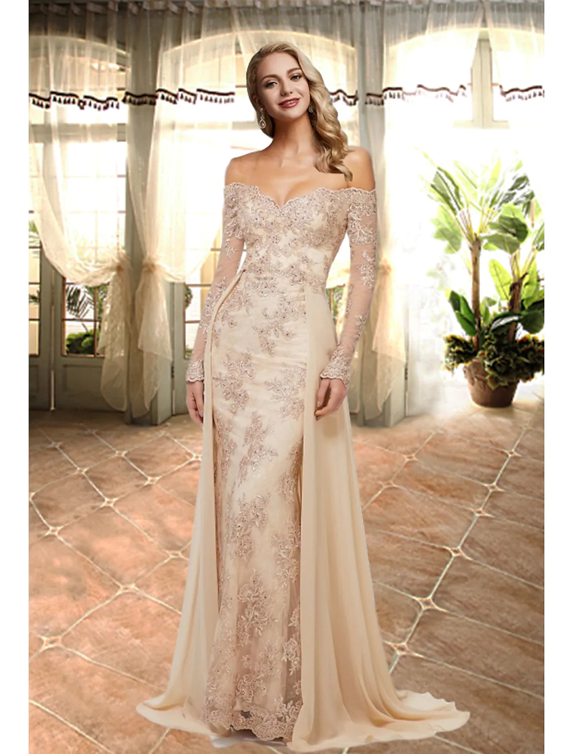 Friends and Family Sale A-Line Prom Dress Long Off Shoulder Luxurious Elegant Engagement Formal Evening Gown Sweetheart Neckline Long Sleeve Lace