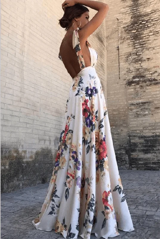 Amazing Deals long-sleeve floral dressFlower sleek sleeveless sling dress