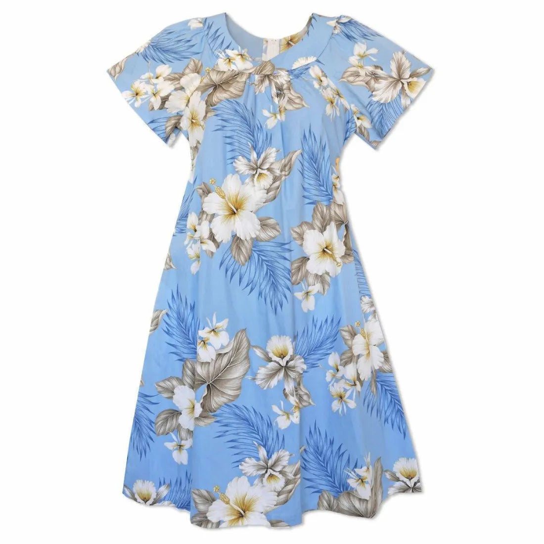 Exclusive Online Offer Hibiscus Joy Blue Cotton Hawaiian Tea Muumuu Dress