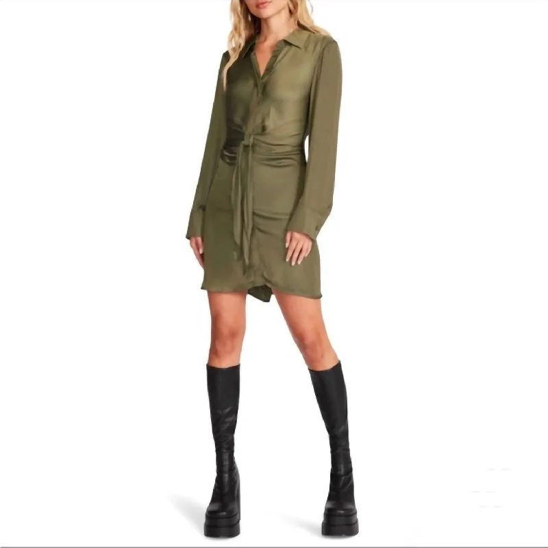 wool dressTie Curious Mini Dress in Olive Nights