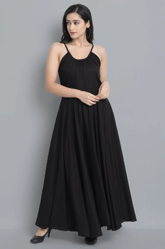 Markdowns Black Rayon Long Dress