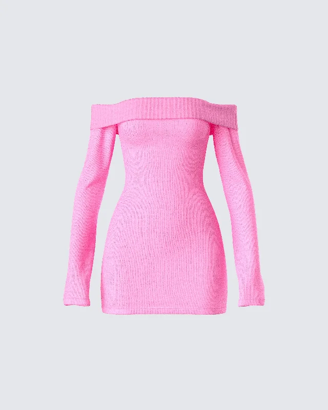 flowy dressAbeni Pink Sweater Mini Dress