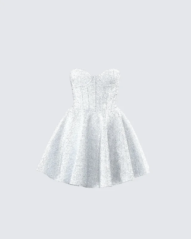 Year-End Clearance party dressSejal Silver Corset Mini Dress