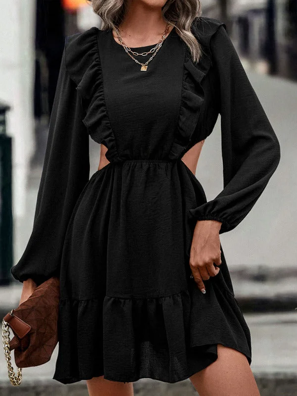 Price Buster floral midi dressWomen’s Adorable Ruffle Side Cutout black Dress