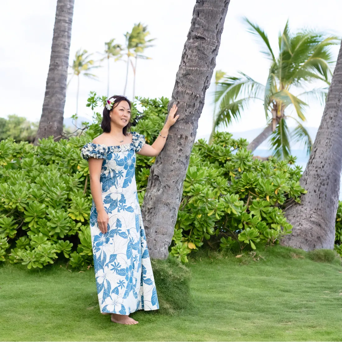 Super Sale Haven Blue Leilani Hawaiian Muumuu Dress