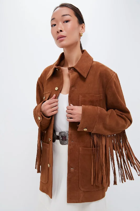 contemporary trench coatBrown Fringe Suede Jacket