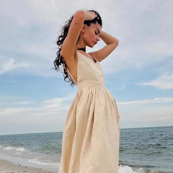 Major Savings flowy evening dressSummer Breeze Cotton V-Neck Midi Dress