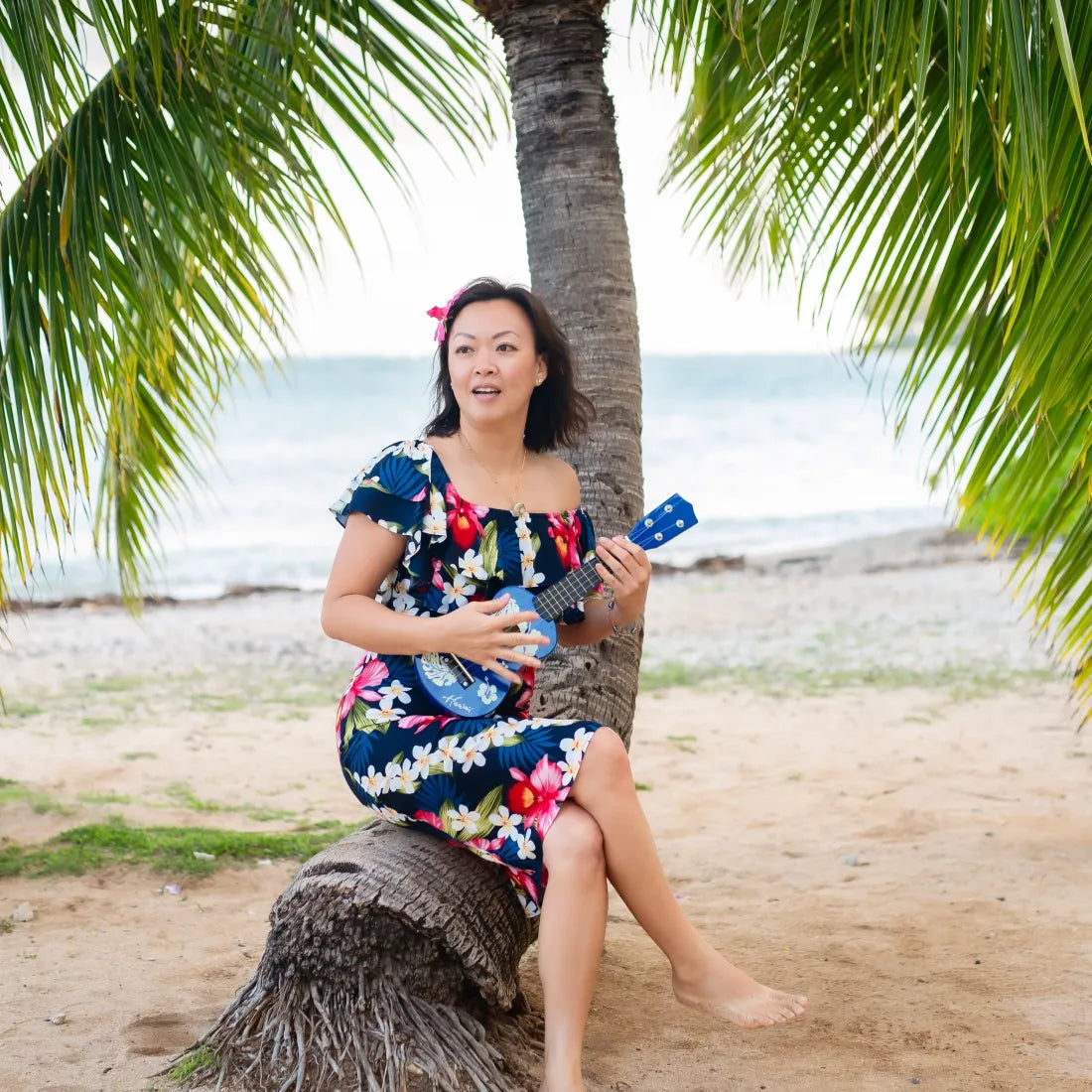 Don’t Miss Out Orchid Play Blue Rainbow Hawaiian Dress