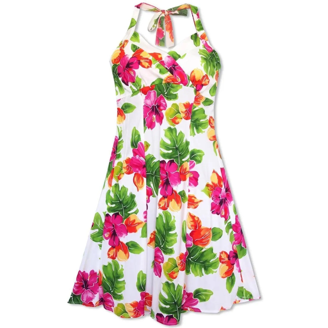 Best Bargains Hoopla White Napali Hawaiian Halter Dress