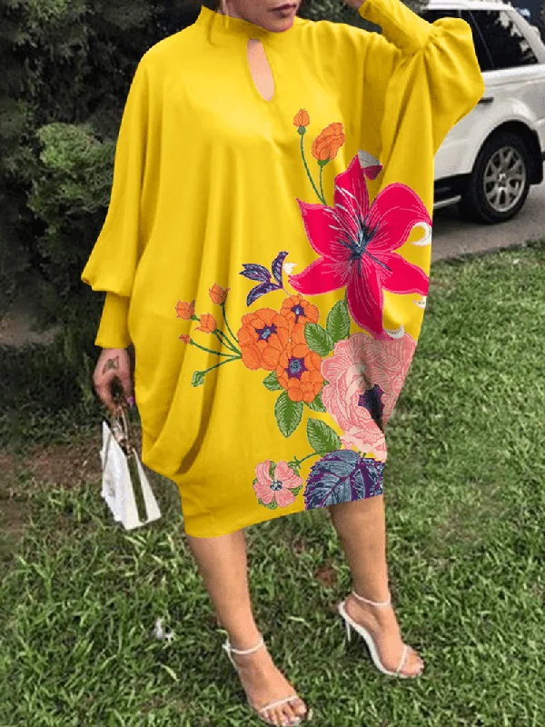 Best Bargains casual shift dressLeisure Pleating Daily Long Sleeve Floral Dress for Women