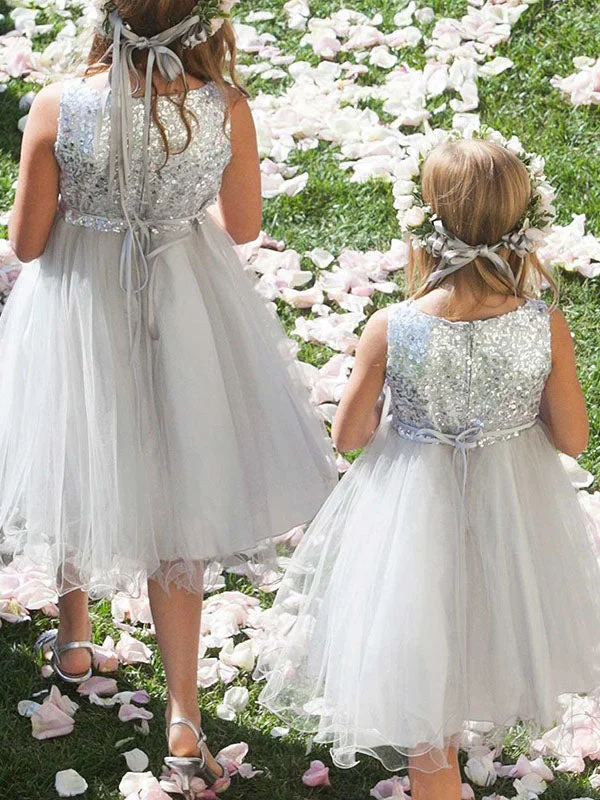 Today's Special draped dressPrincess Silver Sequins and Tulle Flower Girl Dress
