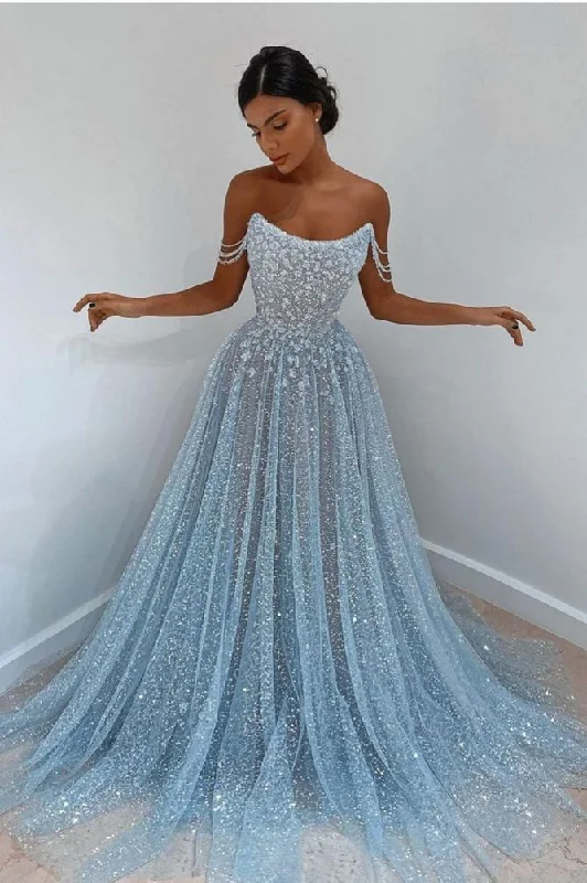 Crazy Deals Charming Sleeveless Aline Evening Party Dress Sequined Party Gowns