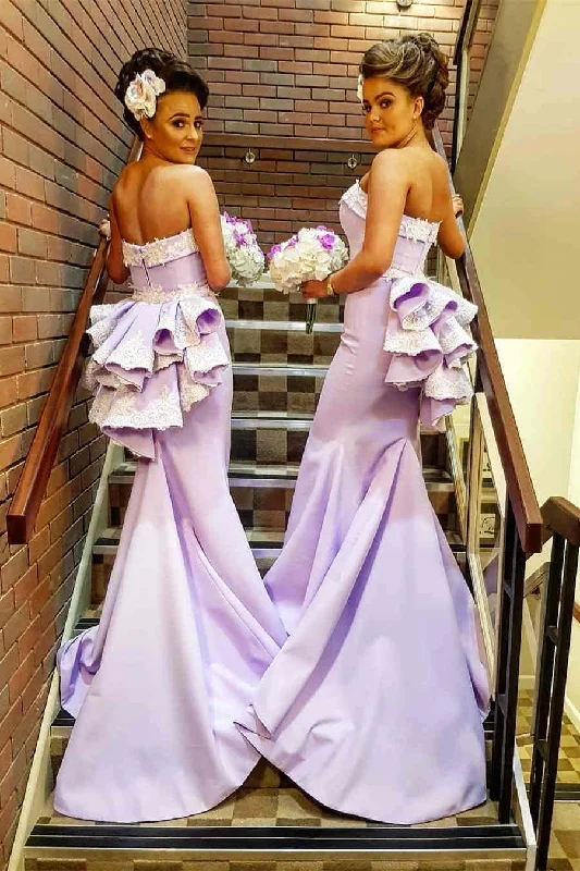 Year-End Clearance cocktail dressElegant Strapless Mermaid Lilac Long Prom Dress