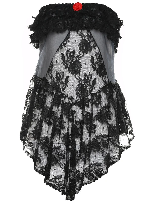 Best Bargains fashionable outerwearBlack Classic Lace Babydoll - M