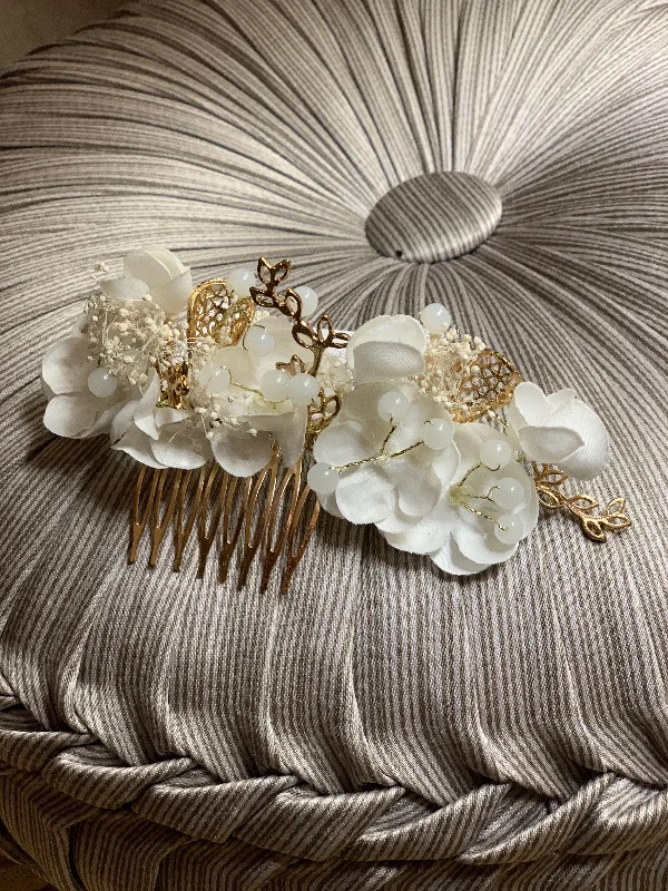 Best Seller summer floral dressIvory and Gold Flower Hair Comb