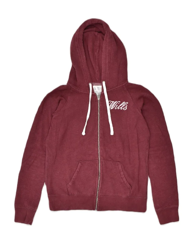 sporty hoodieJACK WILLS Womens Zip Hoodie Sweater UK 12 Medium Burgundy Polyester