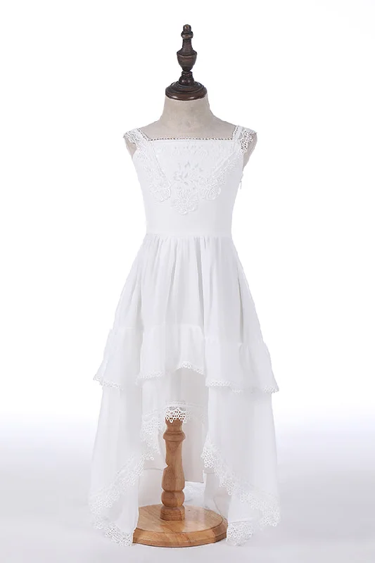 Friends and Family Sale draped dressCute White High Low Beach Flower Girl Dress