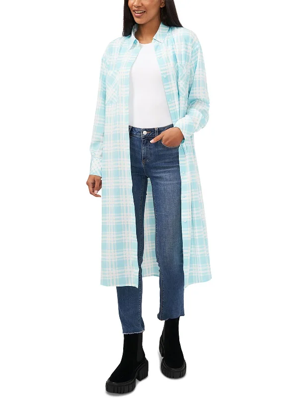 minimalistic dressWomens Plaid Midi Shirtdress