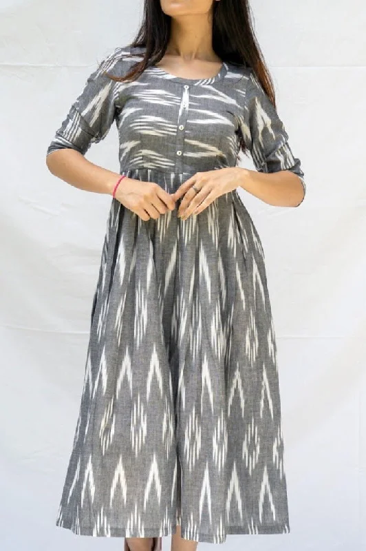 Price Rollback Gray Ikkat Knee-length Dress