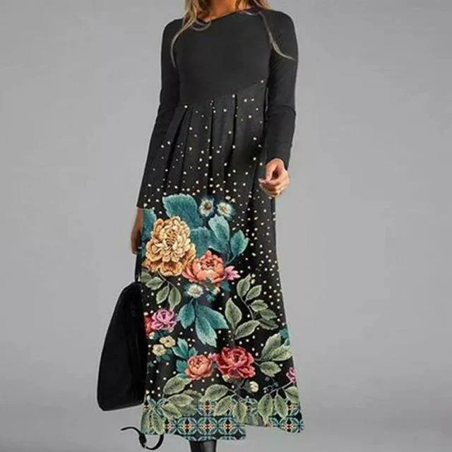 Shop and Save stylish party dressFloral Print Patchwork Dress