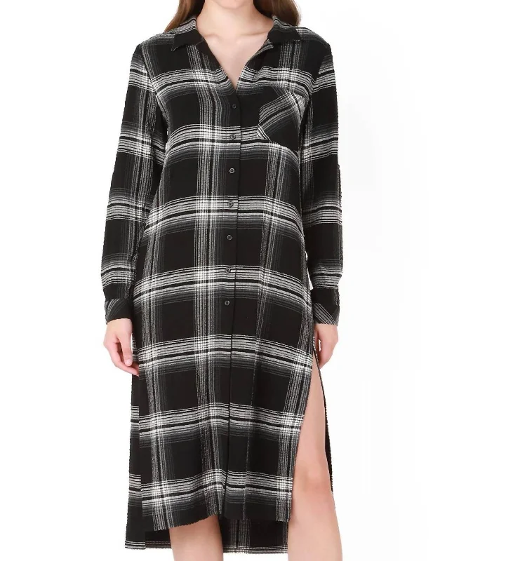 off-the-shoulder dressPlaid Midi Shirt Dress in Penthouse Plaid